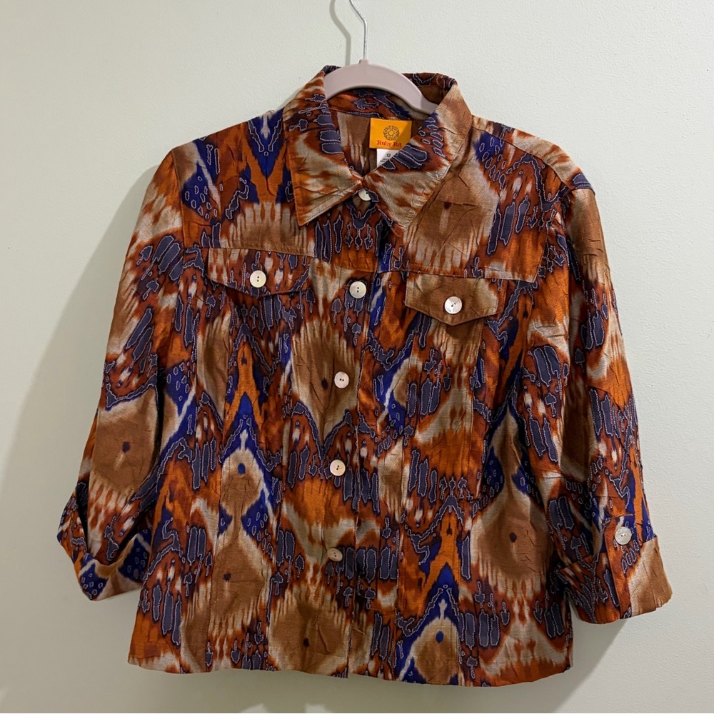 Vintage Ruby Rd. Multicolor Textured Shirt/ Jacket size 12